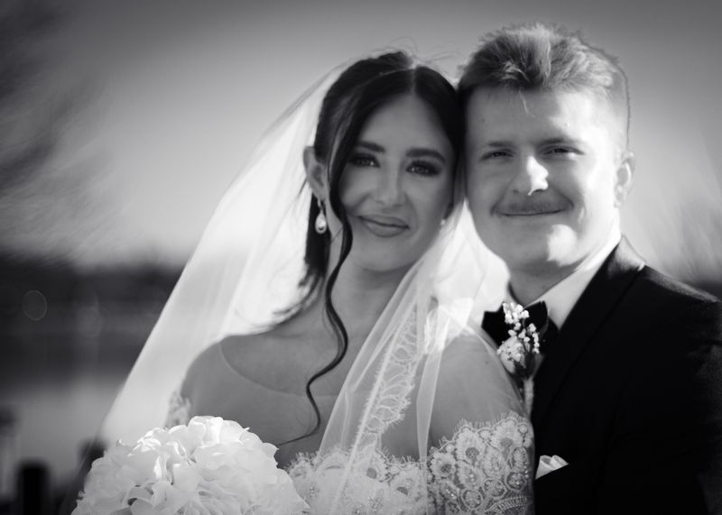 The Riemer wedding — bride and groom in black and white