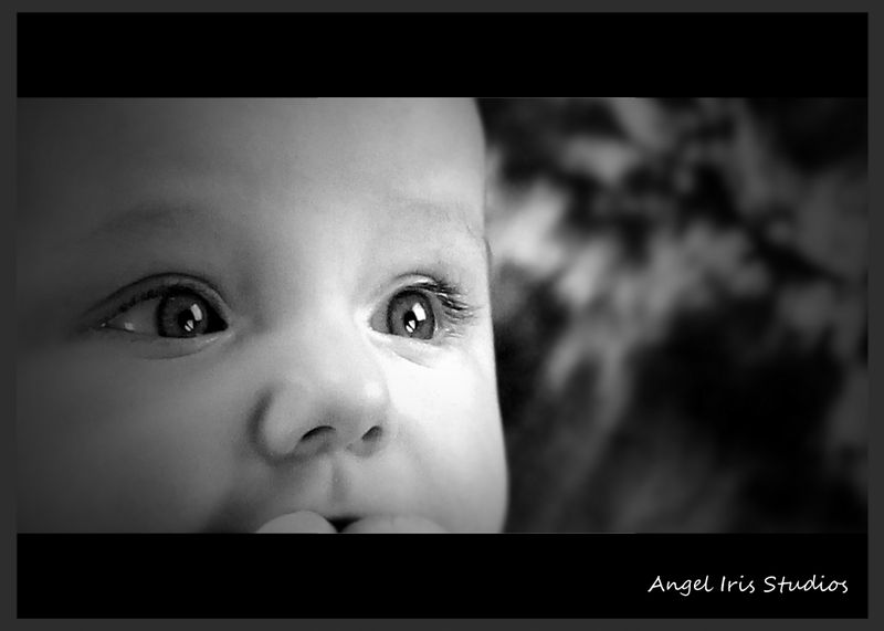 Christmas 2014 — baby close-up in black and white (as Angel Iris)