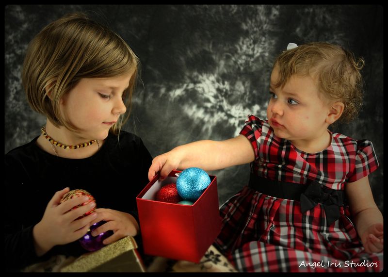Christmas 2014 — playing with the ornaments (as Angel Iris)