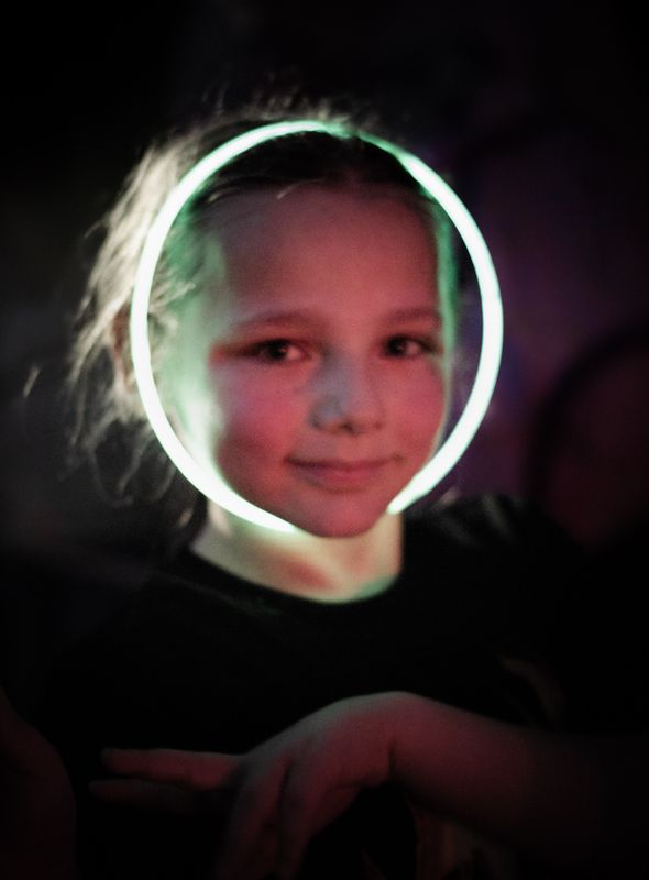 Fall family night — glow-ring portrait